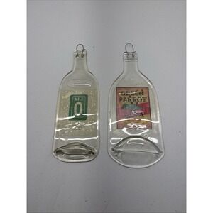 LOT OF 2 FLAT WINE BOTTLES HAND FORGED CHARCUTERIE TRAY WALL HANG KEY WEST